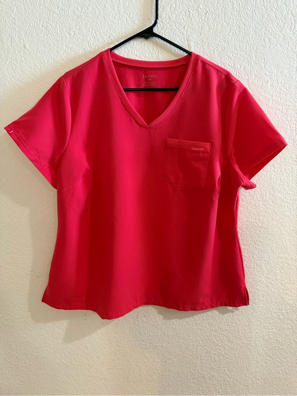 JAANUU Women's V-Neck Scrub Top Uniform in Coral